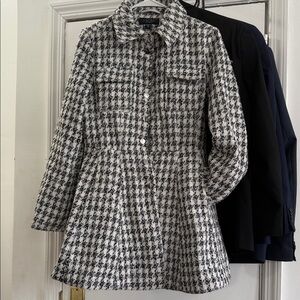 Laundry By Shelli Segal Black and White Checkered Teddy Jacket